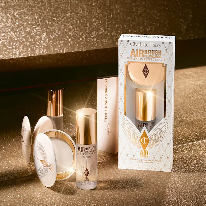 Charlotte Tilbury Complexion Perfecting Set - Airbrush Finish Flawless Finish Powder Fair 01 + Setting Spray 34ml