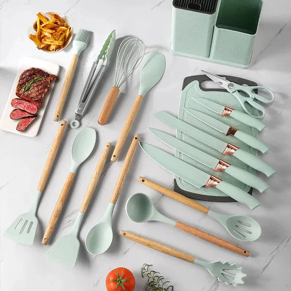 Silicone Cookware Spoon Sets - 19pcs