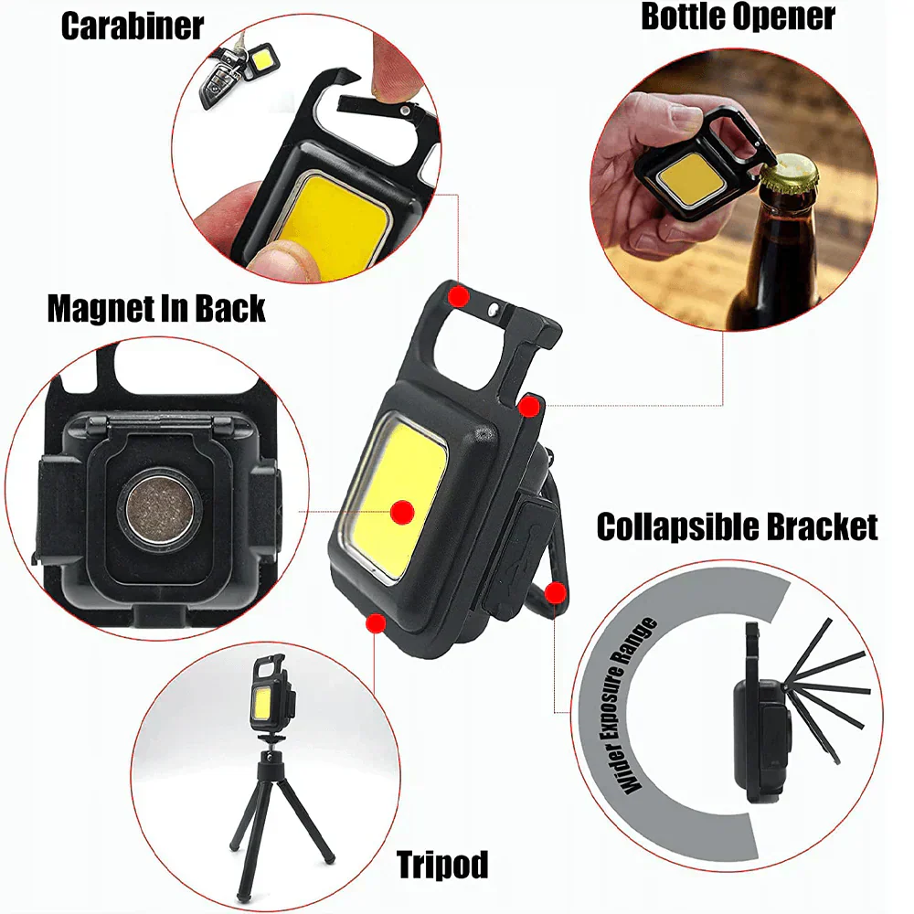 Mini Keychain Flashlights - 4 Light Modes Rechargeable Keychain Light