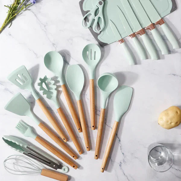 Silicone Cookware Spoon Sets - 19pcs