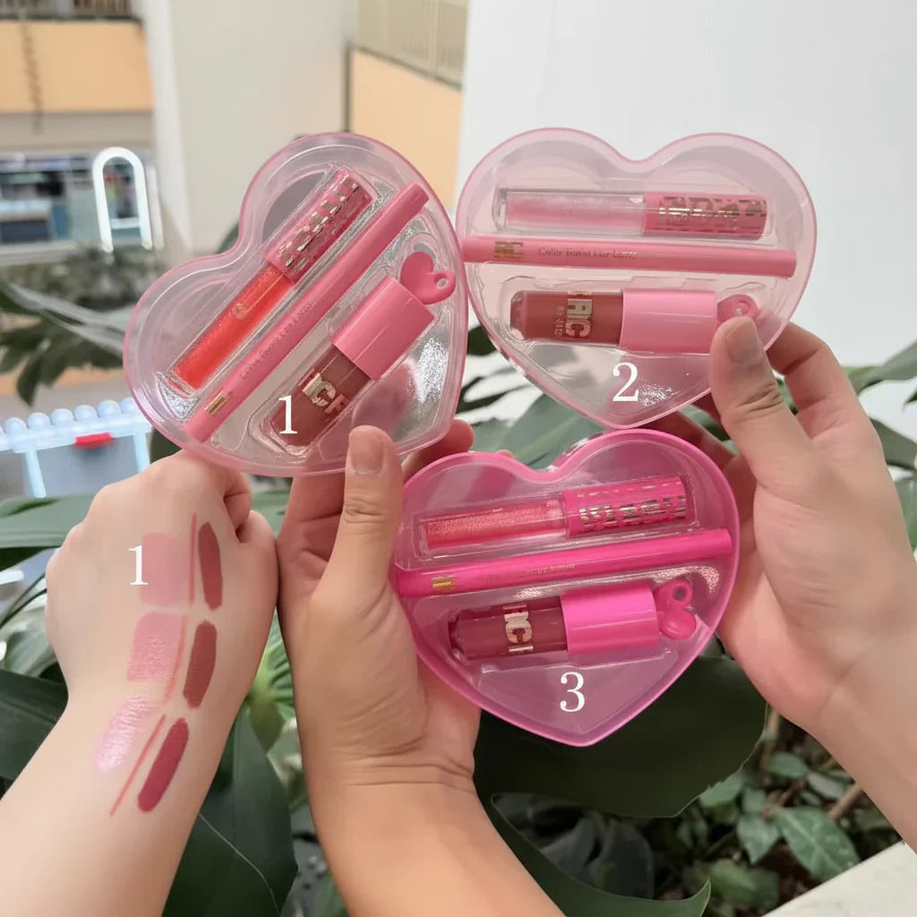 Romcom 3in1 lip kit Matte Lipgloss, Lipliner, Shiny Gloss