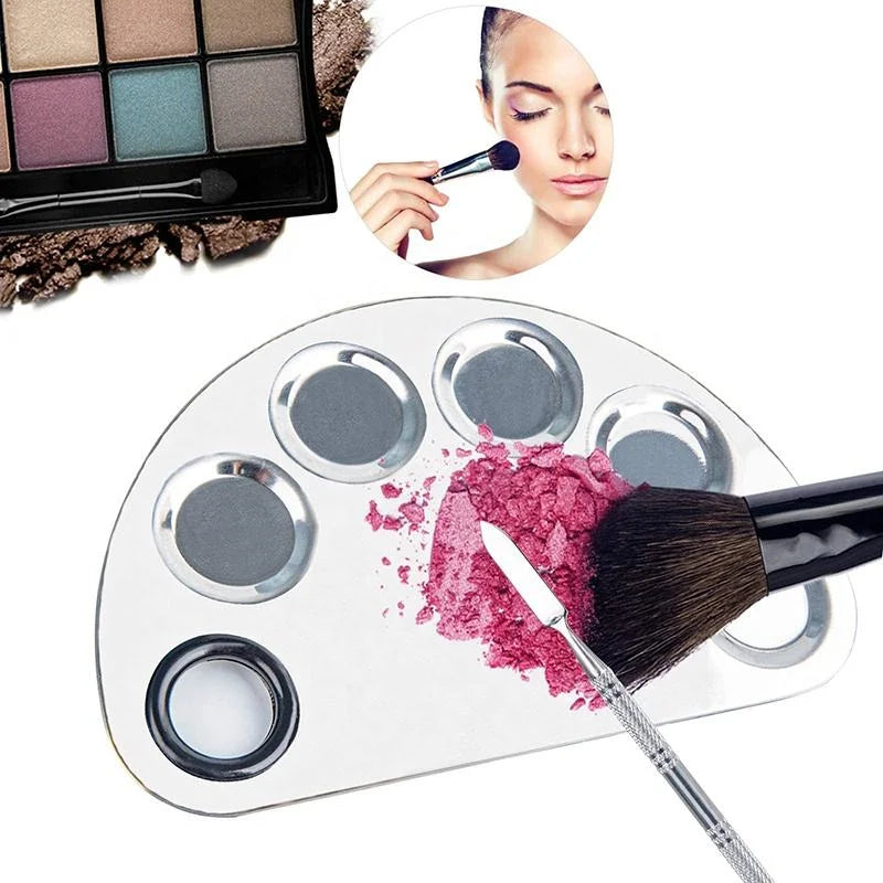 Pro Stainless Steel Cosmetic Makeup Palette with spatula